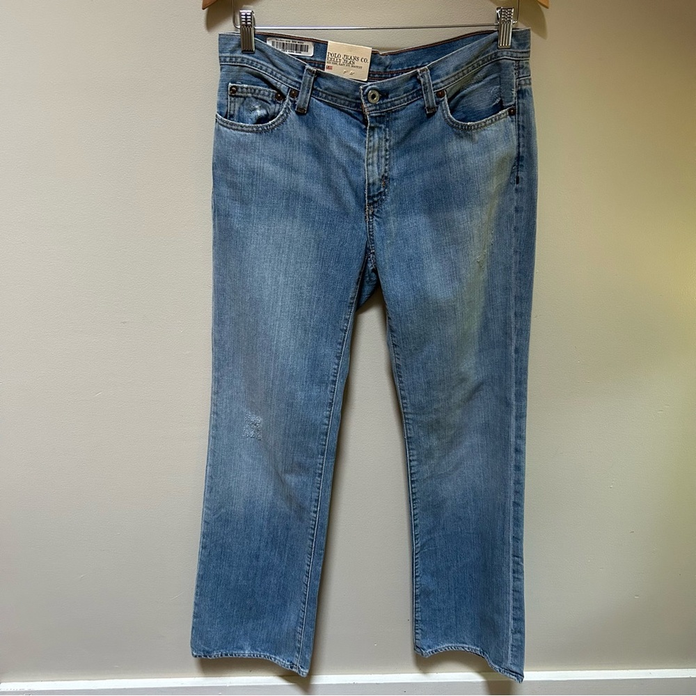 Polo Ralph Lauren~new~Kelly Cotton 8/32 Distressed Faded Mid Rise BootCut Jeans